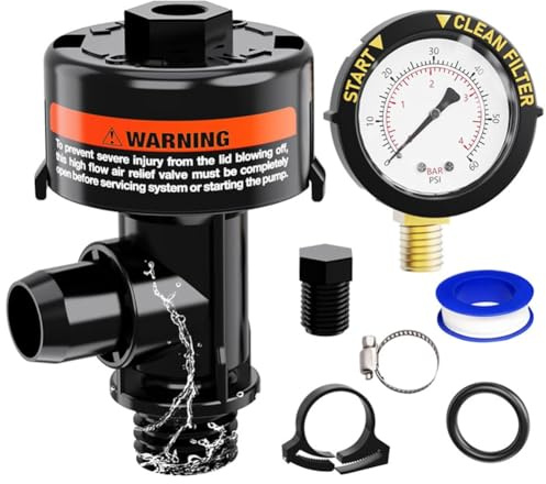 Aisuoka 98209800 Manomètre de Filtre de Piscine, Valve de Purge Manuelle pour Filtres de Piscine et Spa 98209803 Facile à Utiliser