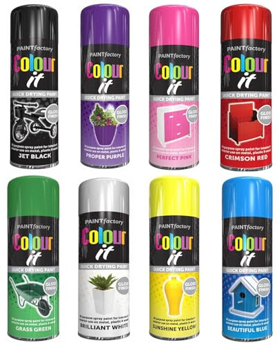 ZOPPER Multi-Colour Spray Paint Set, 8 Pack, 250ml Cans, Gloss | Aerosol Paint Bundle for DIY Crafts, Home & Décor, All-Purpose, Multi-Surface