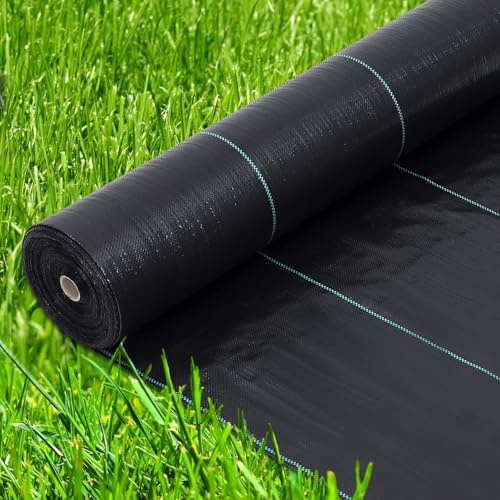 Garvee hochwertig Unkrautvlies für Garten & Beete – UV-beständig, wasserdurchlässig, reißfest – Effektiver Unkrautschutz & Erosionsschutz – Ideal für Terrasse, Einfahrt & Blumenbeet – 91 g/m², Schwarz