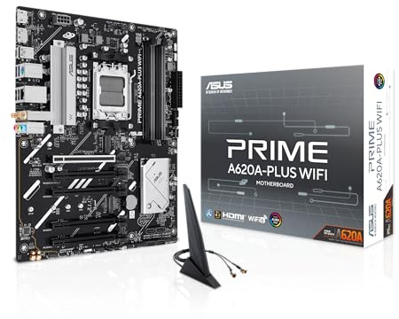 ASUS Prime A620A-PLUS - Scheda madre AMD ATX WiFi, DDR5, WiFi 6, 1 Gb LAN, PCIe 4.0, 2X M.2, DisplayPort, HDMI, 2X USB-C 5 Gb