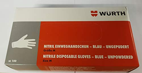 Wurth Guanti usa e getta in nitrile, senza polvere, blu, confezione da 100, taglia M