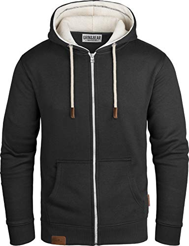 Grin&Bear Hoodie Herren Hoodie Sweatshirt Pullover GB490-Black-XL