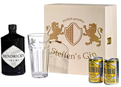 polar-effekt Profiter Motif royalement - 5 pièces Gin & Tonic Gift Set avec Hendricks - Tumbler en Cadeau GIN-Verre personnalisé Gravé