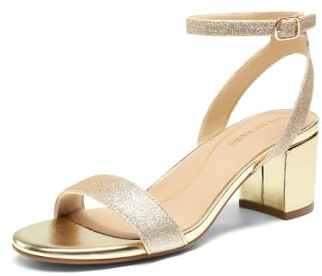 DREAM PAIRS Women's Heel Sandals Ankle Strap | Latex-padded insole, adjustable buckle ankle strap, block heel, wide fit for all-day comfort