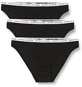 Tommy Hilfiger Pack de 3 Braguitas para Mujer Ropa Interior, Negro (Black/Black/Black), S