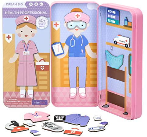 mierEdu Magnetspiel Box Krankenschwester – Fördert Motorik & Fantasie | Perfekt für Zuhause & Unterwegs | Magnetisches Anziehspiel für Kinder ab 3 Jahren