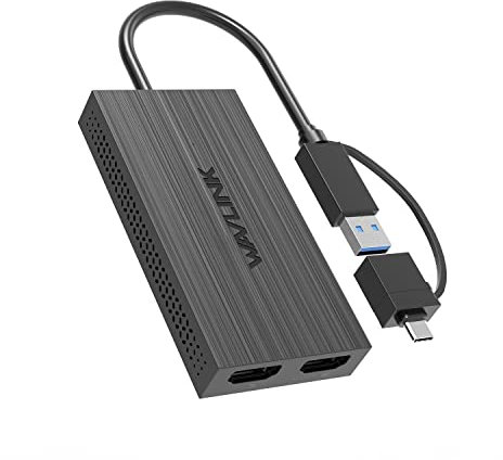 WAVLINK Adaptador de pantalla dual USB 3.0/C a HDMI, adaptador de gráficos de video universal para monitores duales, Thunderbolt 3/4
