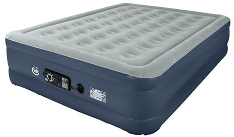 Serta Queen Deluxe Air Mattress with Neverflat Pump Beige, Height 18 inch, Capacity 150 kg