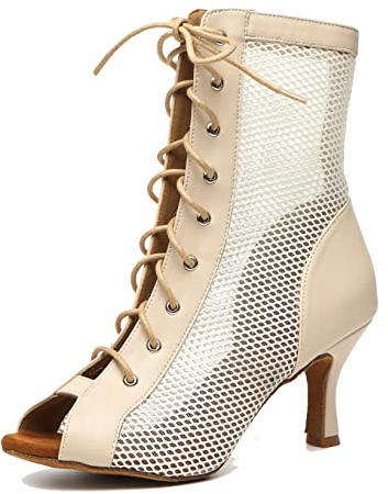 MINITOO Bottines de Danse Femme Ete Fete Prom Formal Sandals Chaussure Bout Ouvert L503 Nude 7.5cm Talon EU 42