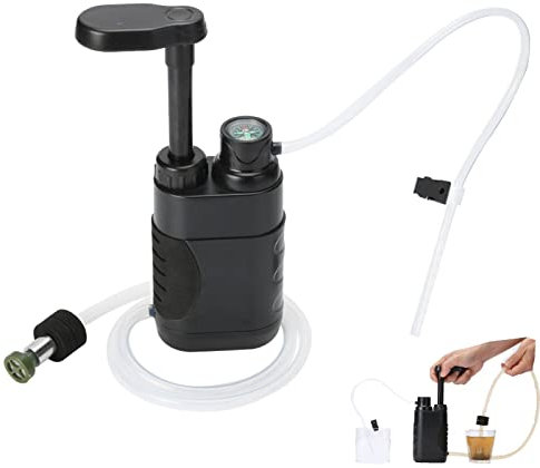 HIMS Filtro de agua para exteriores, 5000 l, portátil, para camping, supervivencia, filtro de agua de emergencia, filtro de bomba para viajes en la pared