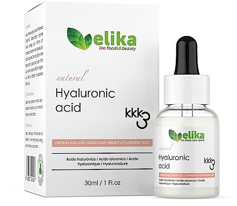 Siero viso PREMIUM con Acido Ialuronico Puro | Riduce le Rughe, Idrata e Leviga in Profondità | Pelle Radiosa e Giovane | Siero Acido Ialuronico 100% BIO | 30 ml | Koko - Elika Foods