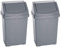 JMS we create smile (𝐒𝐞𝐭 𝐨𝐟 𝟐) Swing Bin Under Kitchen Cabinet Dust Bin Storage Bin Food Grade Plastic Swing Top Waste Rubbish Garden Compost Bin - Made in UK (Large (50 Litre), Silver / Grey)
