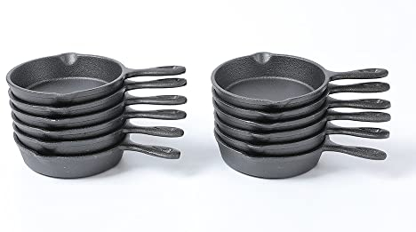 HAWOK Dia.3.9 inch Pre seasoned Cast Iron Mini Skillet set of 12