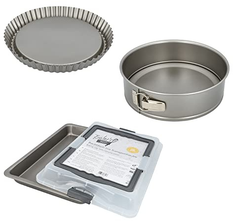 Birkmann, Backformen-Set Bakers Best, 3-teilig, bestehend aus Backblech mit Haube, Obstbodenform und Springform, hochwertige Qualität