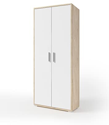 möbelando Aktenschrank Clermont in Sonoma/Eiche mit Absatz weiß mit 2 Türen und 5 Fächern. Abmessungen (BxHxT) 79,1x186x35 cm