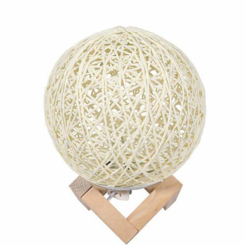 anso Lampe de chevet LED en rotin avec base pour la maison, la chambre à coucher, multicolore (beige)
