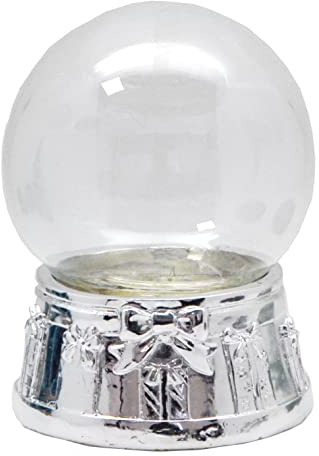 70021 - Kit de bricolage - Boule à neige Do it Yourself - Avec boule en verre et socle argenté - Nœud cadeau - Boîte à musique possible - Diamètre : 100 mm