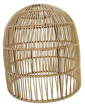 kowaku Geflochtene Rattan-Hängelampenabdeckung, Retro-Dekoration, gewebter Ersatz, handgefertigter Rattan-Lampenschirm, Lampenschirm für Wohnzimmer, 25 cm x 26 cm