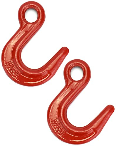 QWORK Alloy Steel Large Opening Lifting Hook, 2 Pack 4400 lbs Strong Load-Bearing Crane Hoist Hook Easy to Install The Sling for Construction Engineering, Factory Hoisting, Harbor Hoist, 2Ton