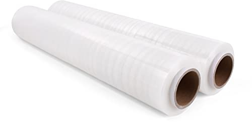 Inoverse 2 Rollen Stretchfolie Transparent Wickelfolie 50cm/1.5kg, Folie Für Möbel & Umzug, Palettenfolie, Handstretchfolie, Verpackungsfolie auf Rolle, Strechfolienrolle, Verpackungsmaterial