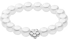 Purelei® Shiny Bloom Ring (Gold, Silber, Rosegold), Wasserfester elastischer Damenring aus Perlen, mit Seashell Perlen, Anxiety Fidget Ring, Verschiedene Grössen (Silber, S/M)
