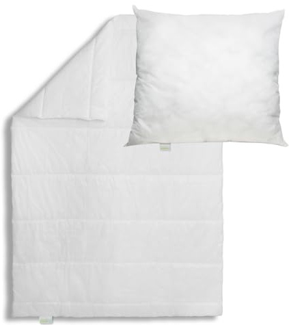 Bodyprotect Set Bettdecke 135x200 mit Kissen 80x80, Sommerdecke, Ecoline | Sommerbettdecke leicht, Bettzeug 135 x 200 cm, Decke und Kopfkissen verschweißt, Waschbar, Made in EU, Allergiker geeignet
