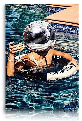 Fchen art Pósteres abstractos para habitación, decoración de pared, cóctel, arte de pared de verano, fiesta de piscina, decoración única, azul, divertido, baño, bar, carrito, decoración de pared,