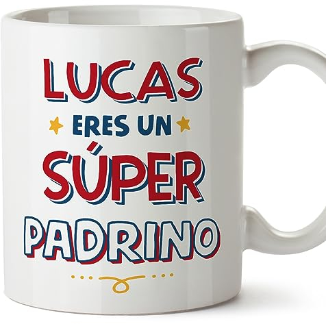 MUGFFINS Tazas Personalizadas para PADRINO - En Español - Eres Súper - 11 oz / 330 ml - Regalo personalizable original y divertido