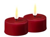 Deluxe Homeart Flammenloses LED-Teelicht-Set für den Innenbereich – mit Real Flame™ Technologie – batteriebetriebene Kerze (Bordeaux)