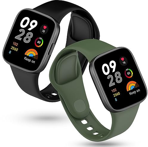 Xisair 2 Piezas Correas para Redmi Watch 3 Correa Deportiva de Silicona, Transpirable, Impermeable Pulseras Reloj Xiaomi Redmi Watch 3 Accesorios Relojes