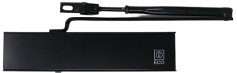 ECO-Schulte TS 50 (EN 2-6) Ferme-porte neuf avec SGS RAL 9005 ECO noir et avec armature en ciseaux - EN 1154 - Largeur de porte maximale : 1400 mm avec plaque de montage - 24,3 x 4 x 5,6 cm