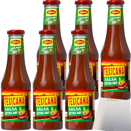 usy Bundle für Maggi Texicana Salsa extra HOT Tomaten Chili sauce 6er Pack (6x500ml) + usy Block