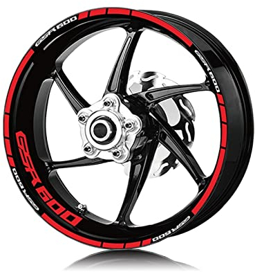 Roller Motorrad Vorne Hinten Reifen Wasserdicht Logo Aufkleber Reflektierende Streifen Felgensatz Aufkleber Für SUZUKI GSR600 GSR 600 Kantenaufkleber (Color : Rosso)