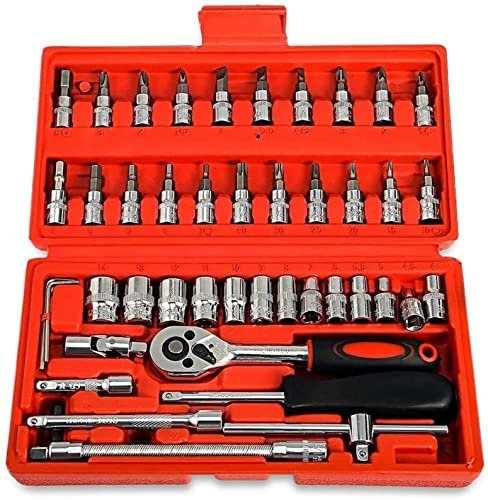 Juego de Llaves de Tubo para Herramientas manuales, 46 Uds., Llave de trinquete para reparación de automóviles, Llave Inglesa, Cabezal de Herramienta de Tuerca, Juego de Llaves métricas, Kit Abierto