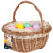 KOTARBAU® Weidenkorb Osterkorb mit Henkel Rund Braun und Weiß 32x27,5x31 cm Osterkörbchen Weidenkorb mit Henkel Kinder Weidenkörbchen Pilzkörbe Korb geflochten mit Henkel Weidenkörbe Einkaufskorb Weid