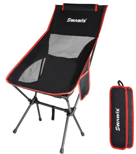 SWAWIS Chaise Pliante Camping Chaise de Plage Pliable 150KG Chaise Camping Chaise de Peche Fauteuil de Peche avec Sac de Transport Portable Chaise Camping Pliante Siege Peche pour Randonnée Barbecue