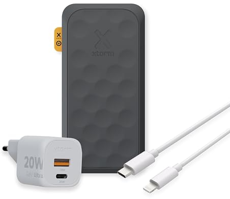 Xtorm Fuel Series 5 20W-Powerbank-Paket – 10.000-mAh-Powerbank + Xtorm 20-W-Ladegerät + USB-C-auf-Lightning-Kabel
