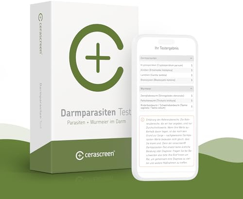cerascreen Darmparasiten Test – Auf Parasiten + Wurmeier im Darm testen | mit Stuhltest Darmbeschwerden auf den Grund gehen | Gesundheitscheck Darm
