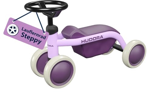 HUDORA Laufrad Steppy ab 1 Jahr - Hochwertiges Kinder Laufrad - Leichtes Lauflernrad mit hoher Kippstabilität - Lauflernspielzeug für Kinder von 73-80 cm - Kinderspielzeug mit 4 Rädern
