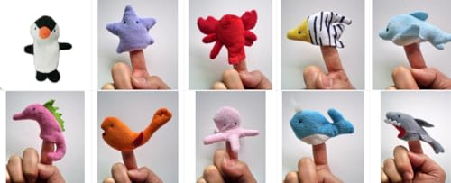 DERAYEE 10 Stück Fingerpuppen Set,Meerestiere Stoff Plüschpuppe,Finger Plüschtier Set für Ostern Weihnachten Kinderstag Geburtstag Party Geschenke