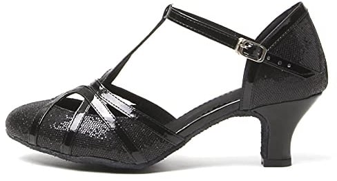 HROYL Women's Ballroom Dance Shoes Latin Salsa Closed Toe Low Heel Tango Cha-cha Wedding Evening Dancing Shoes,511-512