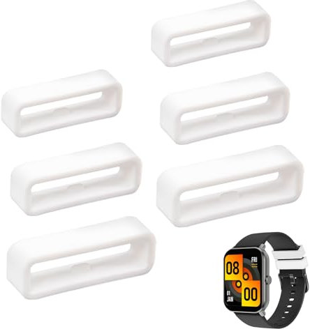 DAJISI 6 Stücke Uhrenarmband Schlaufe, Armband Schlaufe 18/20/22mm Schlaufen für Uhrenarmbänder Weiß Silikon Uhrenarmband Schlaufe für Smartwatch mit Armbandersatz