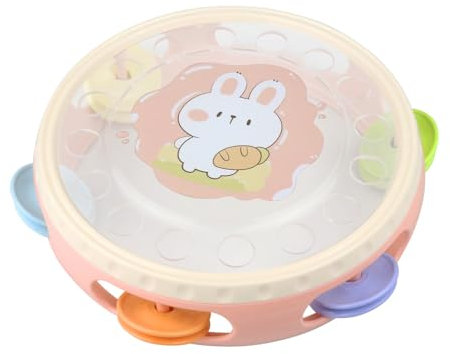 caterbee Kinder Tamburin mit Bunten Kugeln, 15 cm, Niedliches Hasen-Design, Musikalisches Lernspielzeug (Rabbit)