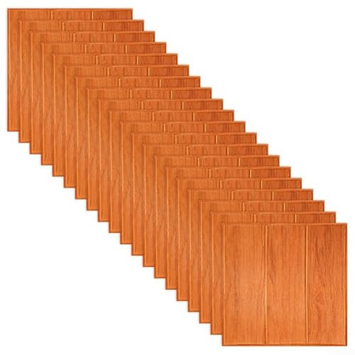 Fliesenspiegel zum Abziehen und Aufkleben, 3D-Wandaufkleber, U-Bahn-Fliesen für Küche, Badezimmer, 20 Stück, Orange