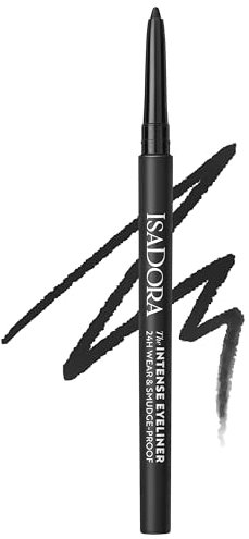 IsaDora Kajal Wasserfest Schwarz Intense 24H - Starker Halt ohne zu verwischen - Lidstrich Stift Ideal für Smokey Eyes - Kajalstift Schwarz wasserfest - Besonders einfaches Auftragen