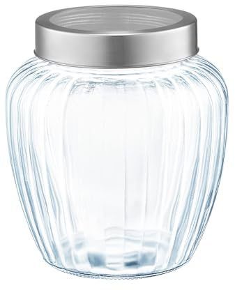 AMBITION Vorratsglas mit Deckel luftdicht Curly 2 l Glasbehälter Edelstahldeckel spülmaschinenfest