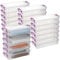OGANAZI 18 Pack Stackable Clear Pencil Cases Plastic Pencil Box for Pen Pencil Storage Painting Brush Storage Box with Snap-tight Lids and Buckles Large Capacity Office Supplies Storage Box, Purple