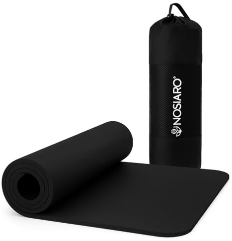 NOSIARO Sportmatte, dick, 1,5 cm, hohe Dichte, Komfort, Gelenke, Sportmatte, rutschfest & strapazierfähig, 183 x 61 cm, mit Gurt + Transporttasche, ideal für Pilates, Fitness, Yogamatte
