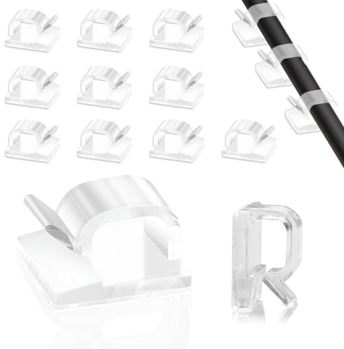 60PCS Self Adhesive Cable Clips, Cable Clips Set, Efficient Cable Tidy Wire Clips, Cable Holder Clips for Managing Outdoor Christmas lights, Desk, Wall, Car inner, and Office Cables-White