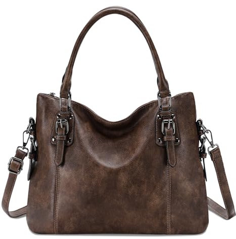 MayBlosom Damen Handtasche, Hobo Tasche Shopper PU leder Umhängetasche Schultertasche Geldbörse für Frauen(Kaffee)